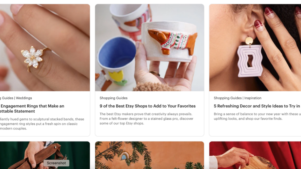 Examples of Etsy shopping guides
