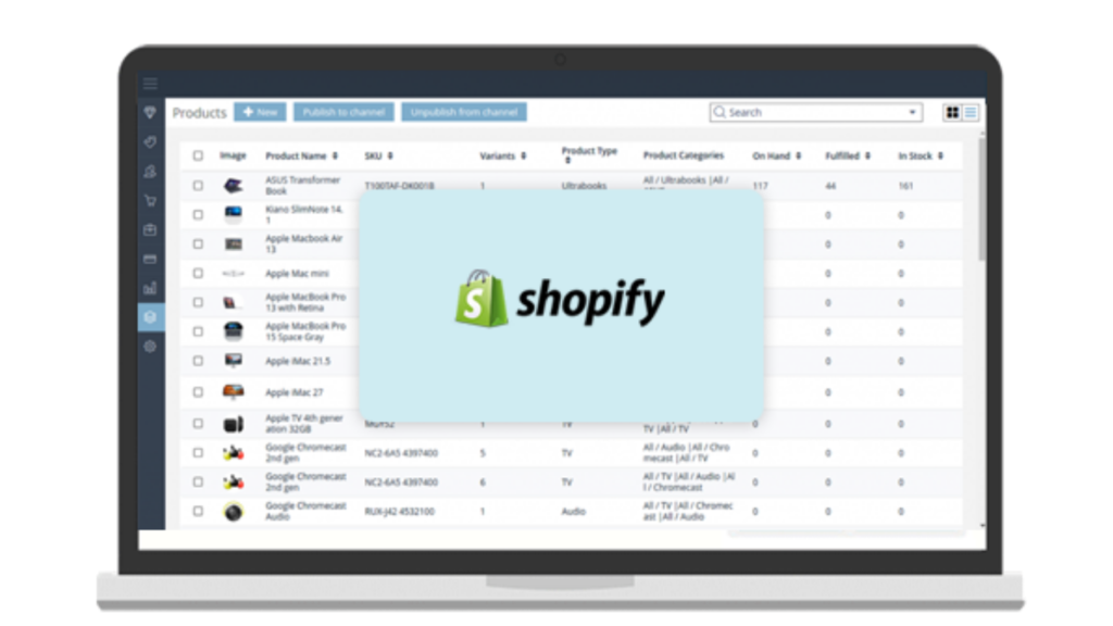 screen shot of shopify website with shopify logo
