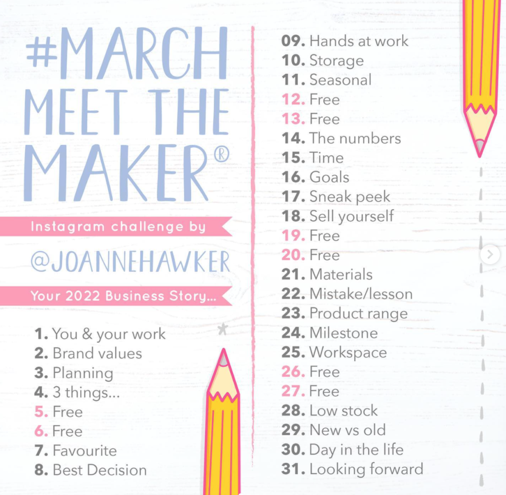 march meet the maker by joanne hawker daily prompts for 2022