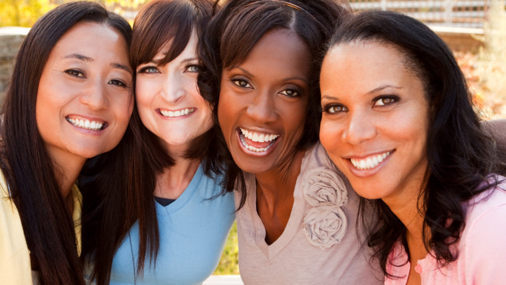 A group of women friends smiling