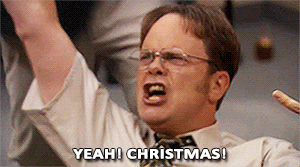 Office gif with Dwight yelling yeah christmas
