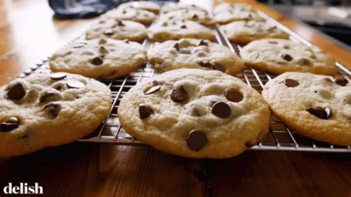 video of freshly baked chocolate chip cookies