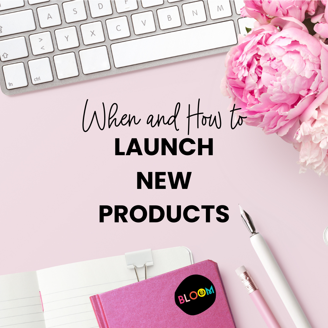 when and how to launch new products title on pink desk with flowers